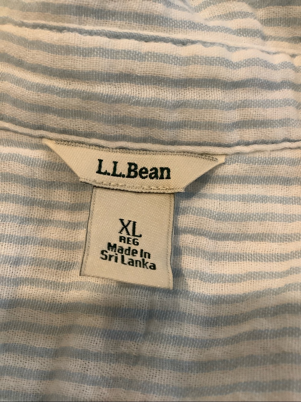 L.L.BEAN Womens Blue/White 100% Cotton Seersucker Coastal Beach Dress CoverUp XL - Picture 6 of 9